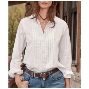 Sundance White Button-Down Pintuck Front Shirt